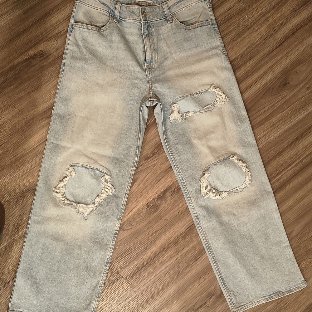 Abercrombie Kids High-Rise Wide Leg Jeans - Light Blue